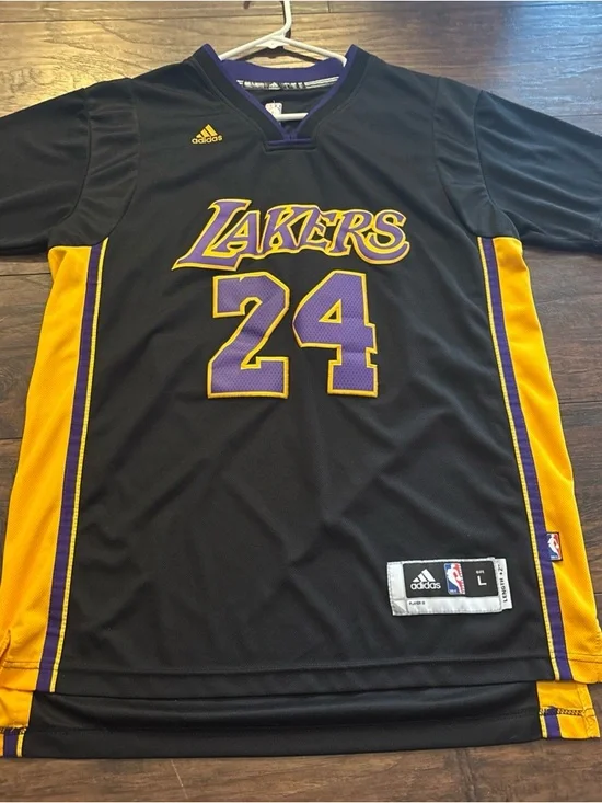 Adidas Lakers Kobe Bryant Hollywood Nights Sleeved Alternate Jersey mens L - Picture 1 of 9